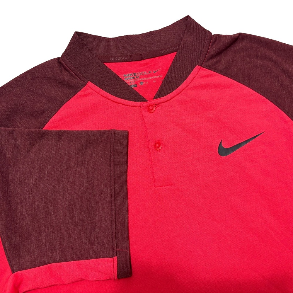 Nike Blade Collar Polo Mens XL Dri-Fit Modern Fit Golf Raglan Shirt Wool Blend